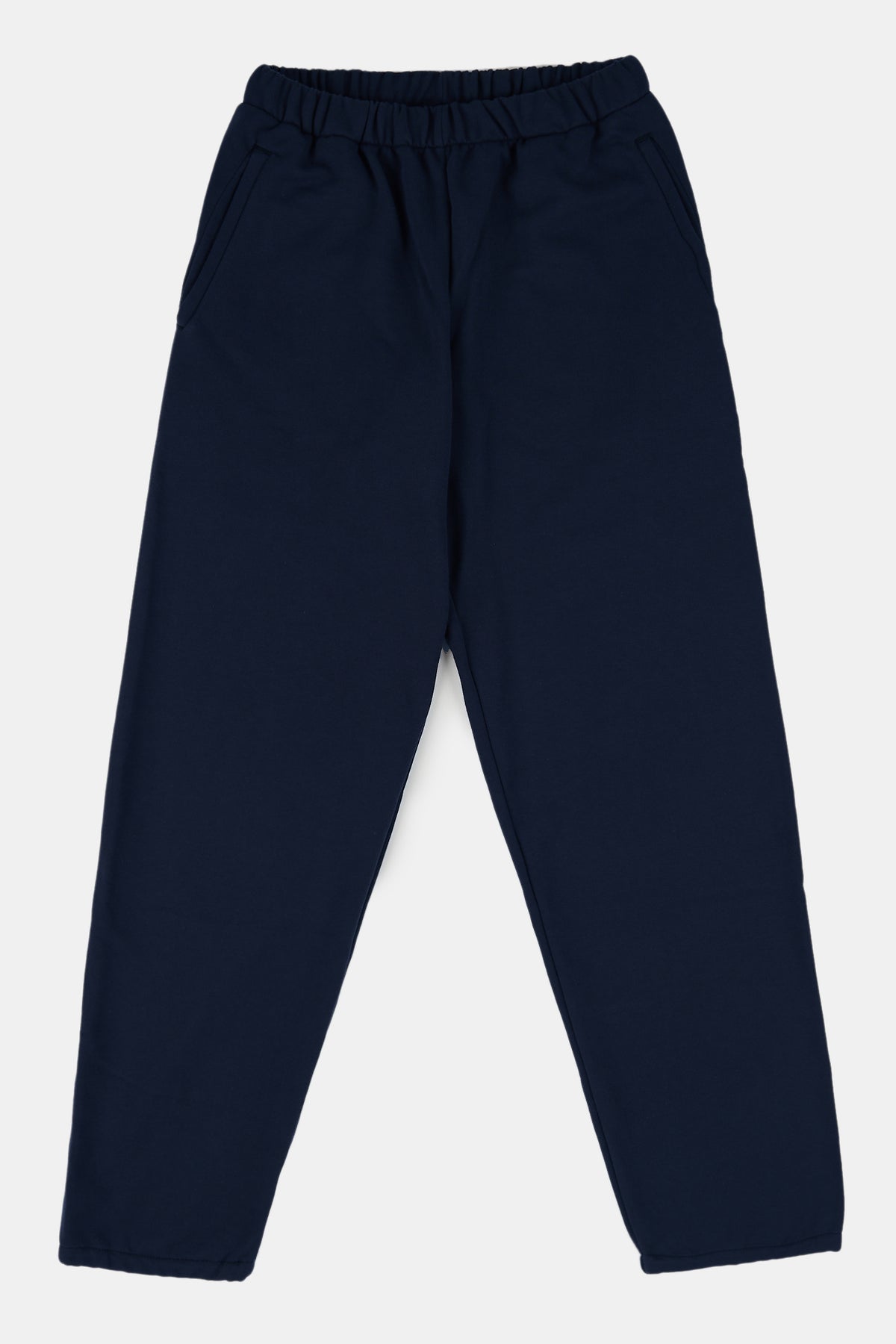 Flatlay product shot of women's sweatpant in navy