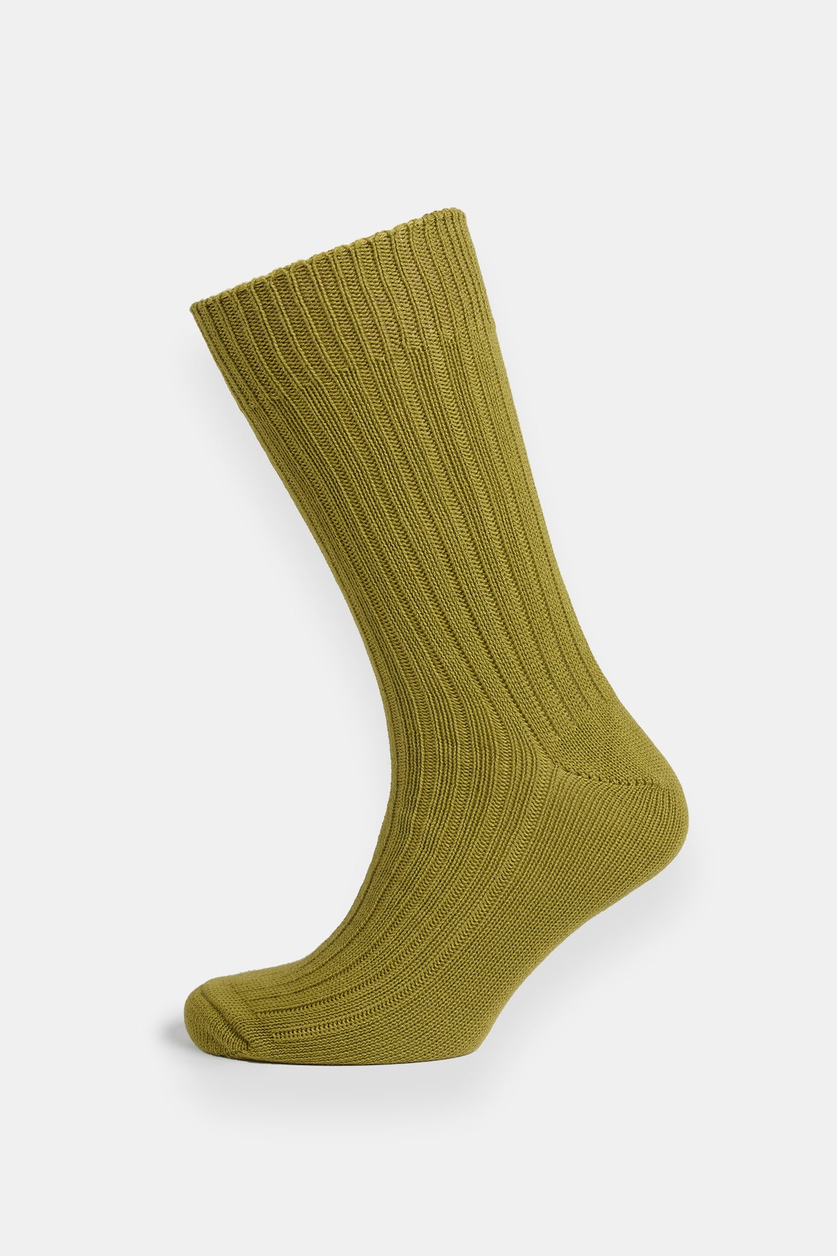 Green sock on a white background