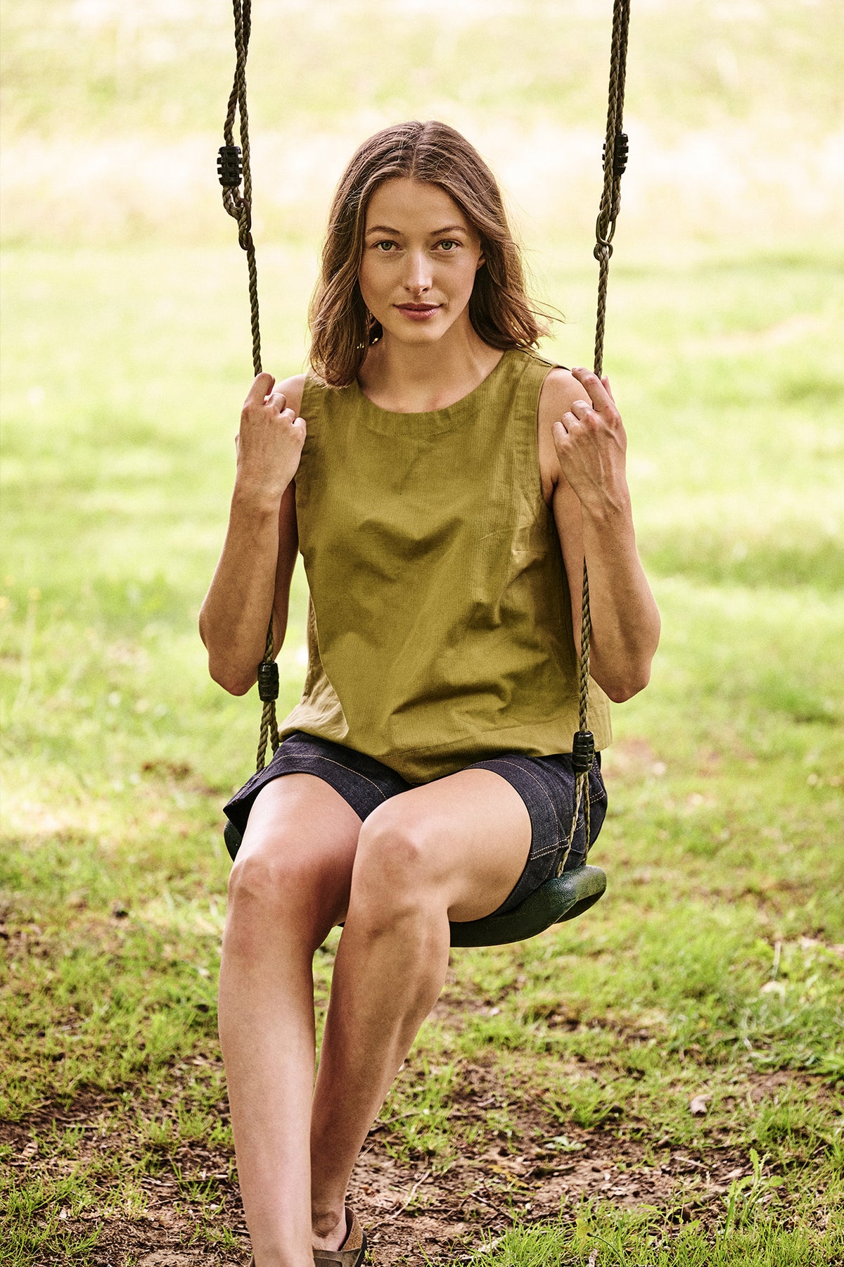 Sleeveless Top Cotton Hemp - Light Olive