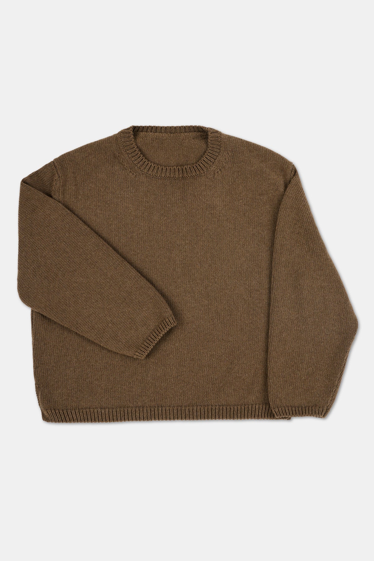 WOMENS COTTON CREW NECK - BROWN MARL