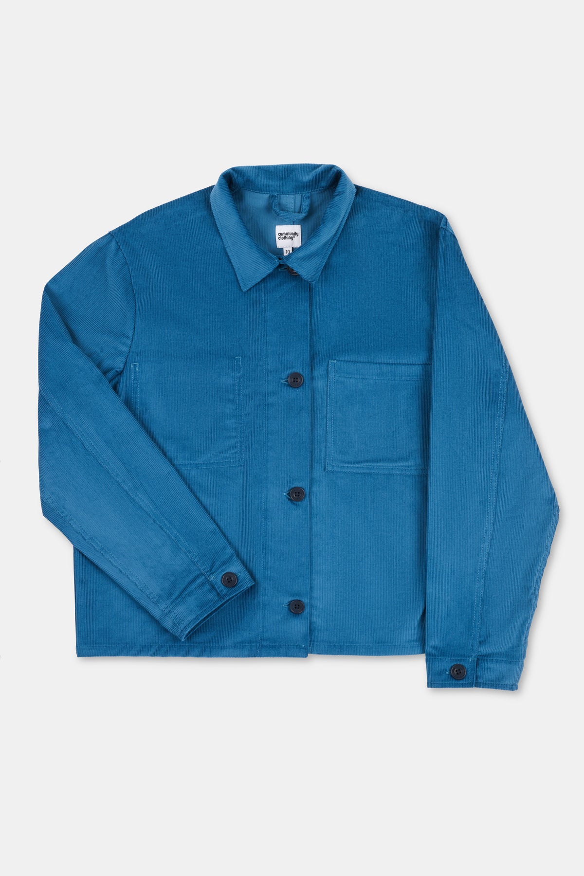 Blue jacket with a collar on a white background