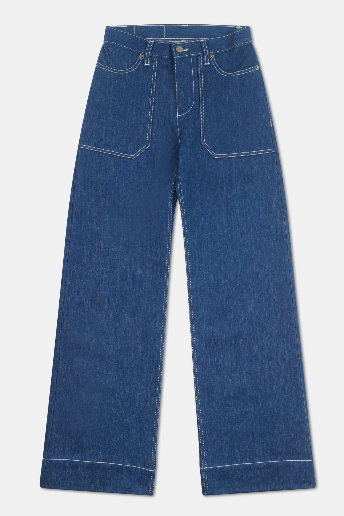 Blue jeans on a white background