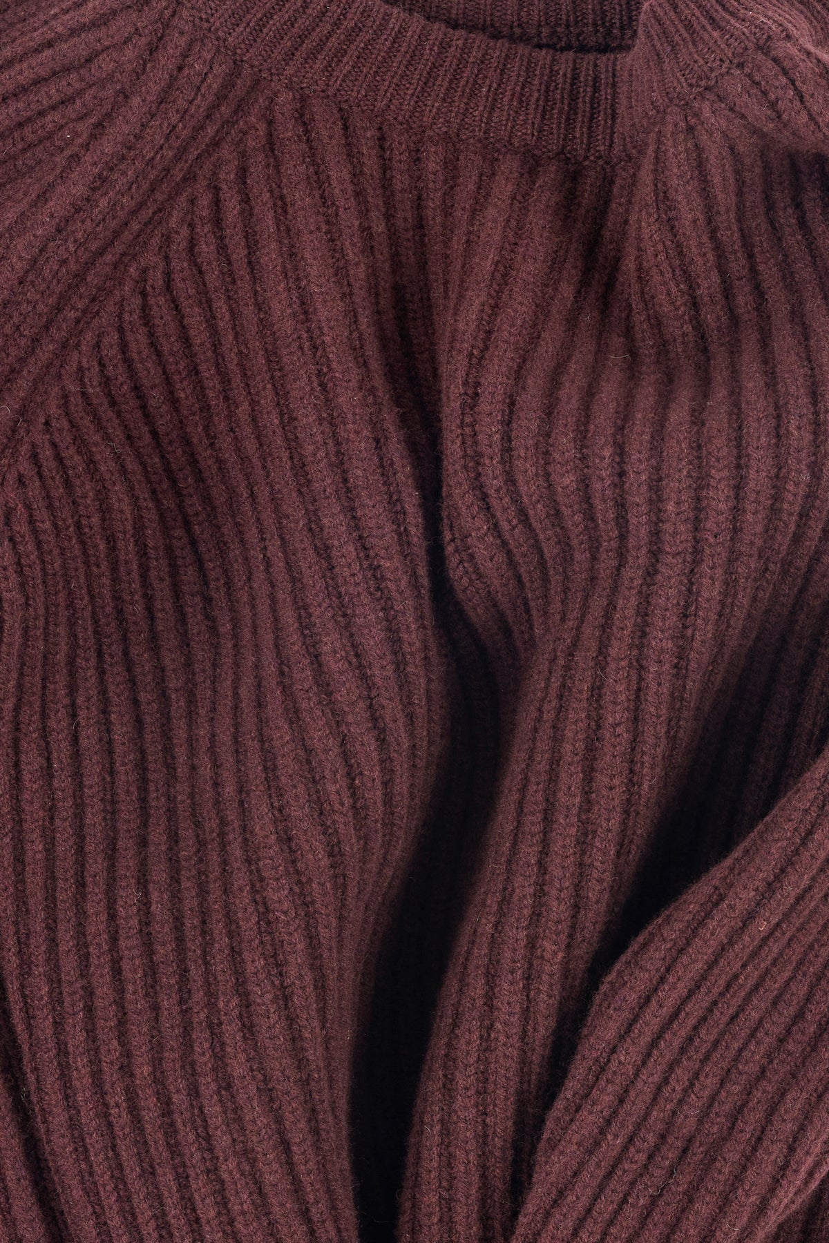 Close up of a ribbed lambswool jumper.