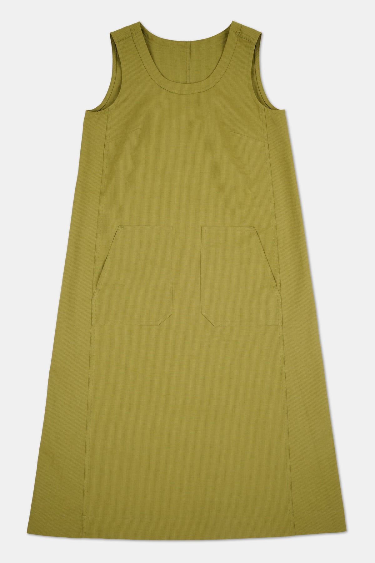 Shirley Cotton Hemp Sleeveless Dress - Light Olive