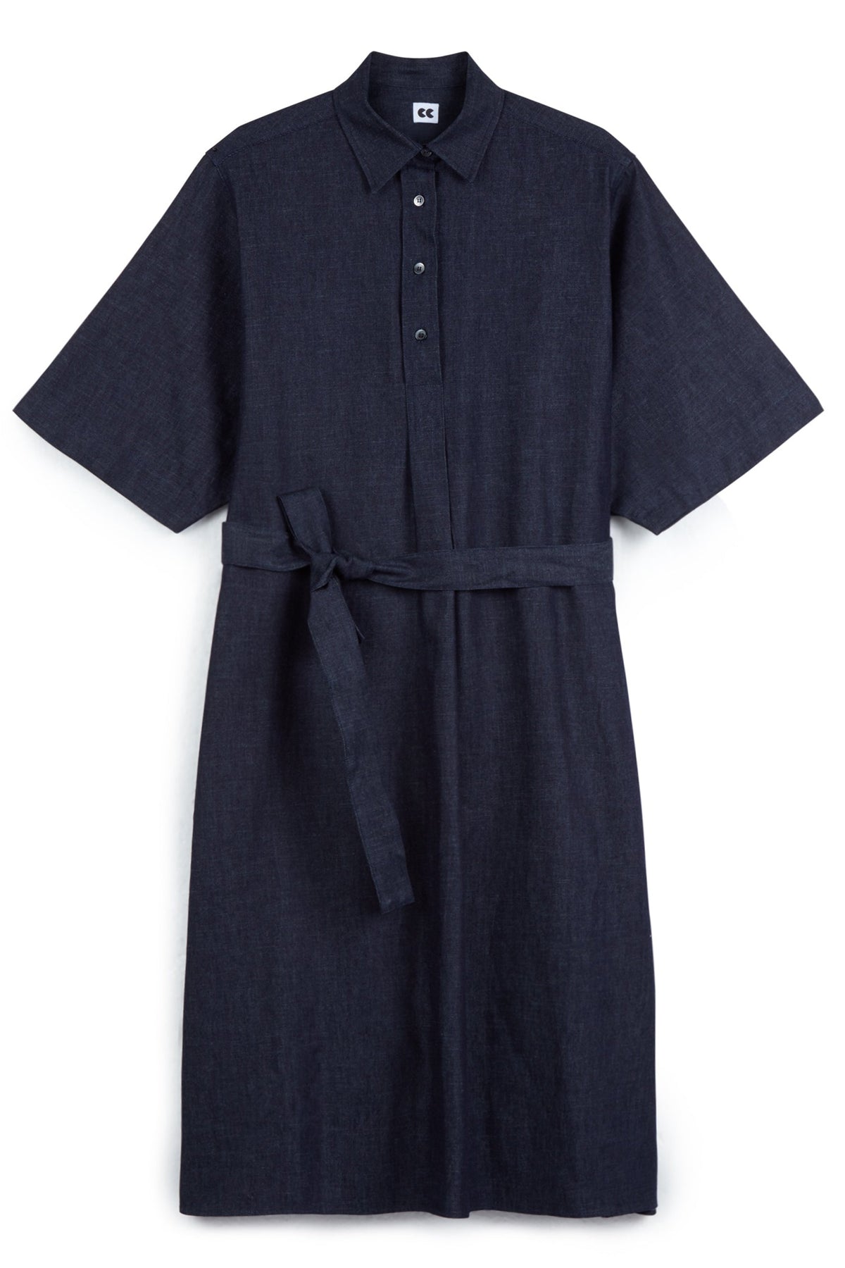 flatlay product shot of Denim Dress - Straight - Indigo Denim - Community Clothing