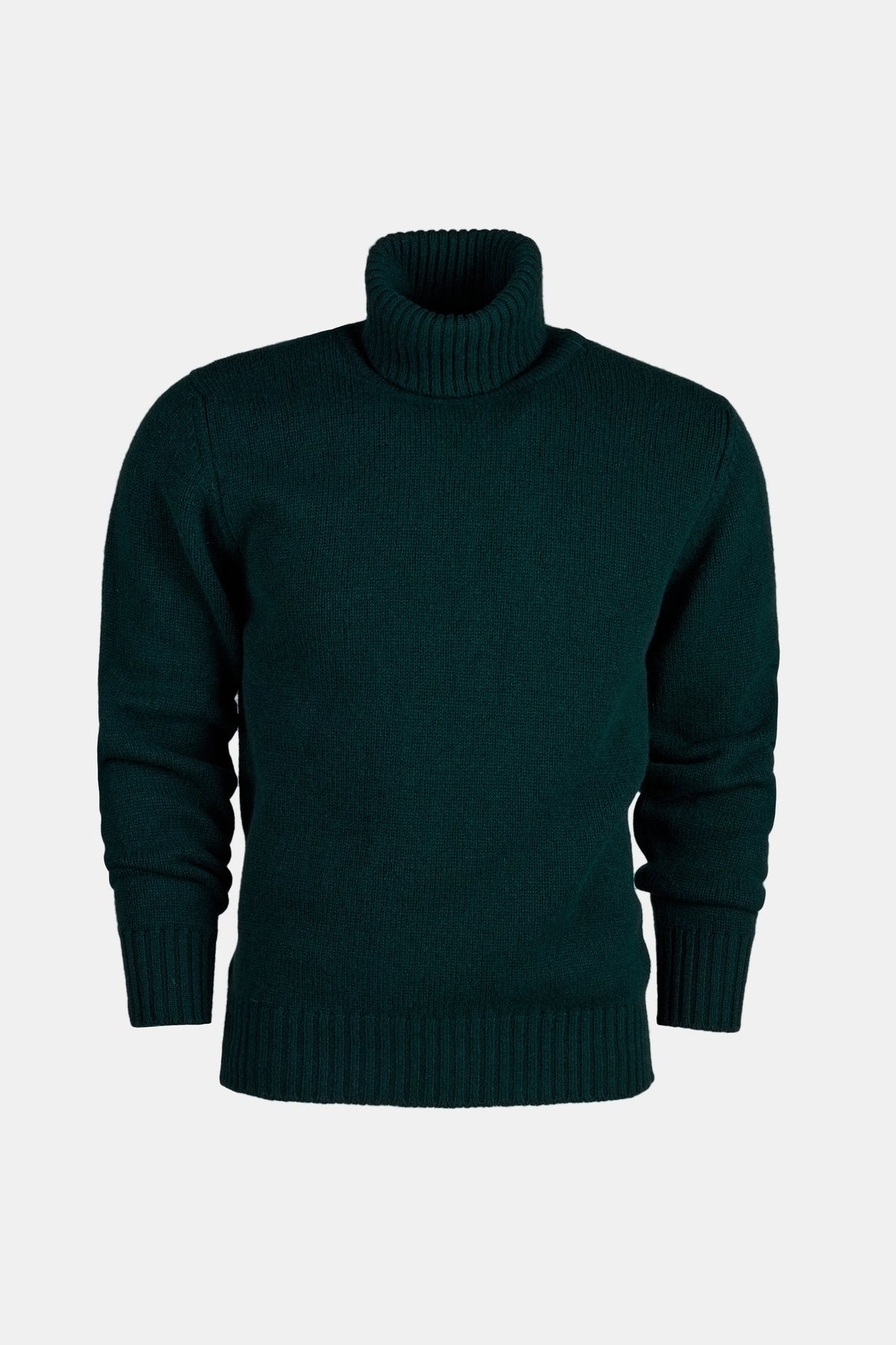 Men's Lambswool Roll Neck Jumper - Bottle Green