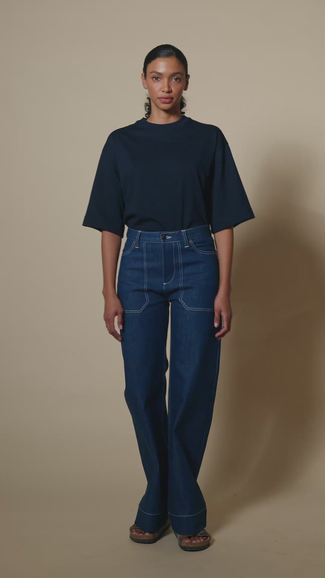 Womens High Rise Wide Leg Linda Jean - Blue